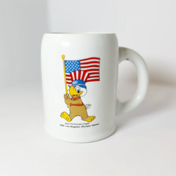 Vintage 1984 Los Angeles Olympics Sam the Eagle Souvenir Coffee Mug - Picture 1 of 6